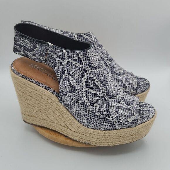 Aerosoles Women's Martha Stewart Hillside  Leather Snake Print Wedge Sandals - Picture 1 of 11